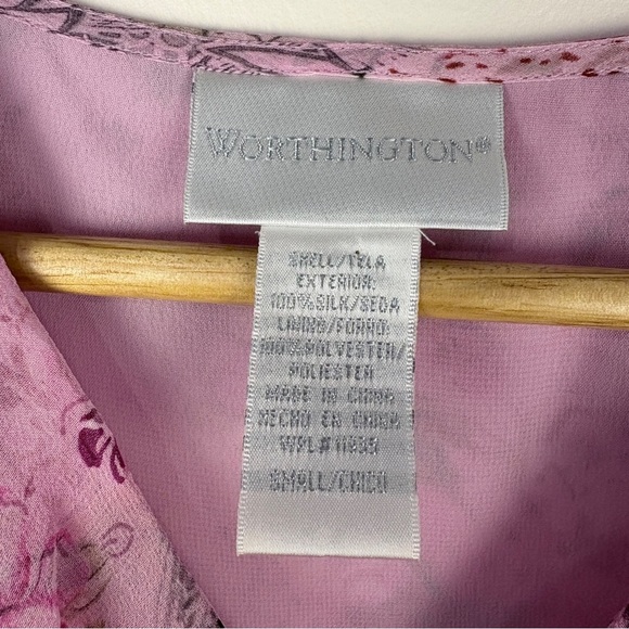 Vintage Y2K Silk Pink Floral Long Sleeve Blouse Babydoll Fairy - Picture 5 of 6